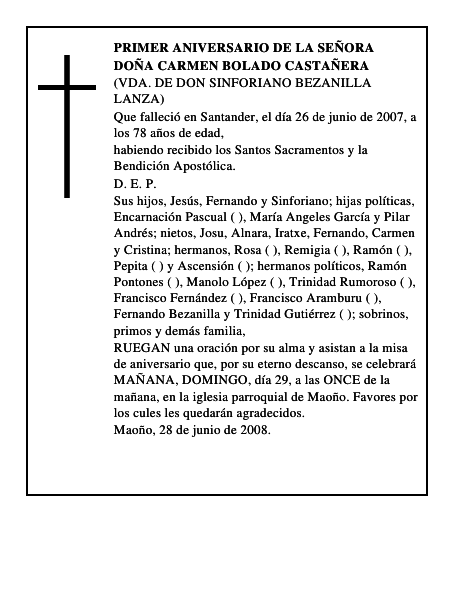 DOÑA CARMEN BOLADO CASTAÑERA