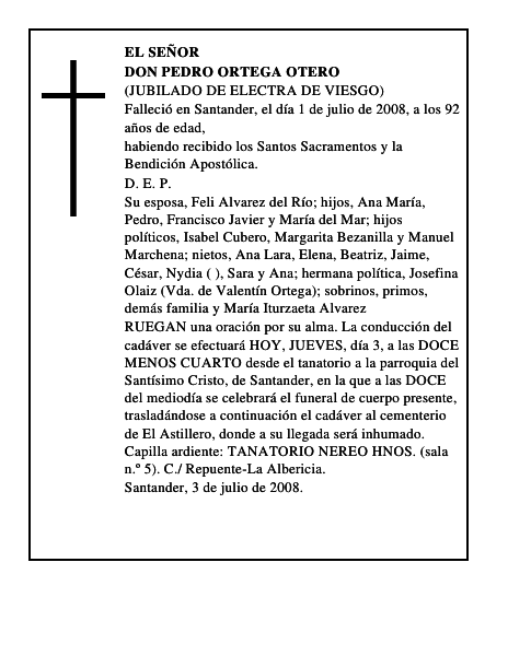 DON PEDRO ORTEGA OTERO