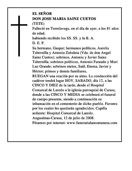 DON JOSE MARIA SAINZ CUETOS
