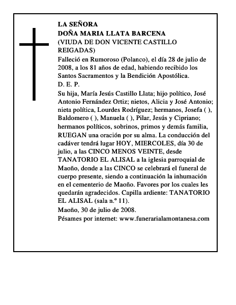 DOÑA MARIA LLATA BARCENA