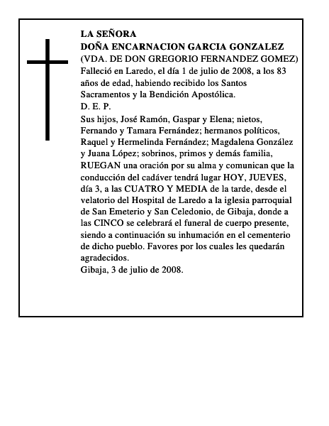 DOÑA ENCARNACION GARCIA GONZALEZ