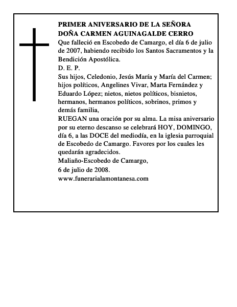 DOÑA CARMEN AGUINAGALDE CERRO