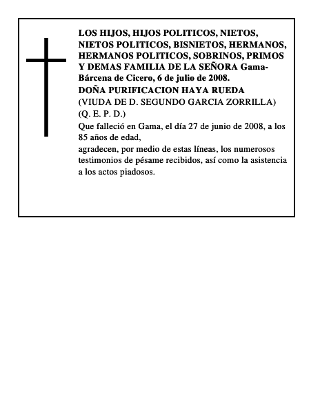 DOÑA PURIFICACION HAYA RUEDA