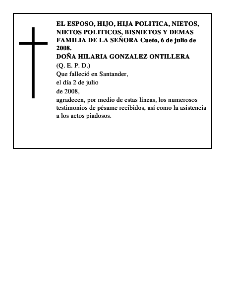 DOÑA HILARIA GONZALEZ ONTILLERA