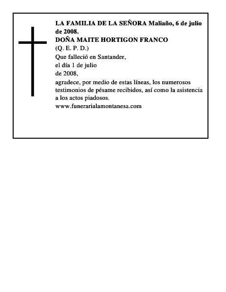 DOÑA MAITE HORTIGON FRANCO