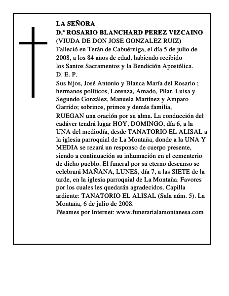 D.ª ROSARIO BLANCHARD PEREZ VIZCAINO