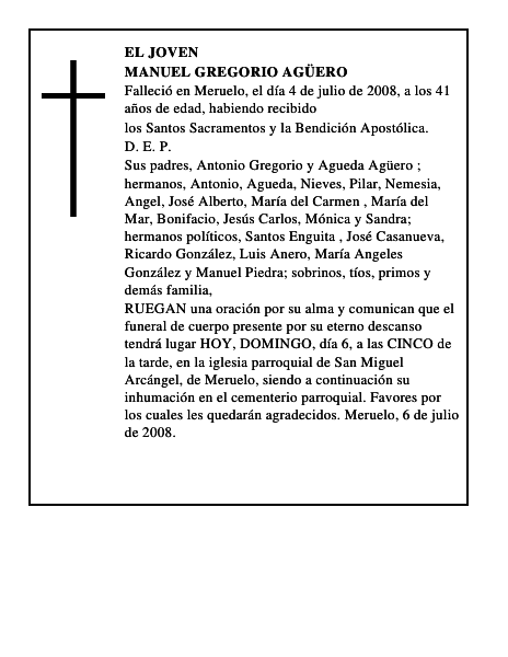 MANUEL GREGORIO AGÜERO