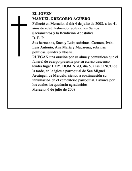 MANUEL GREGORIO AGÜERO