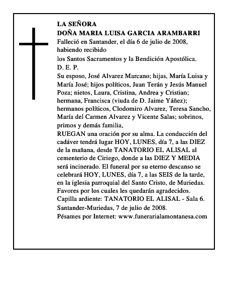 DOÑA MARIA LUISA GARCIA ARAMBARRI