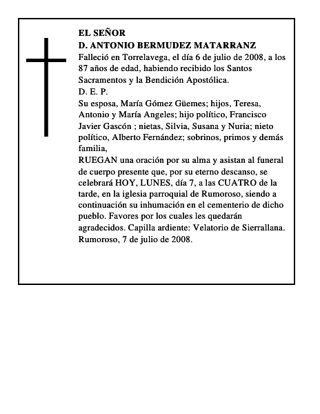 D. ANTONIO BERMUDEZ MATARRANZ