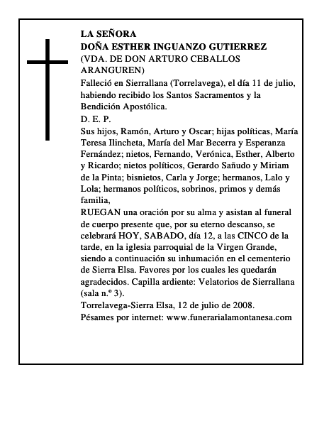 DOÑA ESTHER INGUANZO GUTIERREZ