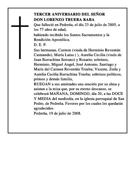 DON LORENZO TRUEBA RABA
