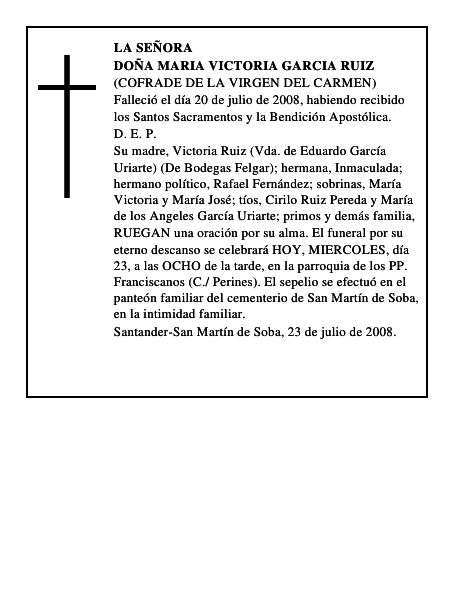 DOÑA MARIA VICTORIA GARCIA RUIZ
