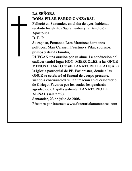 DOÑA PILAR PARDO GANZABAL