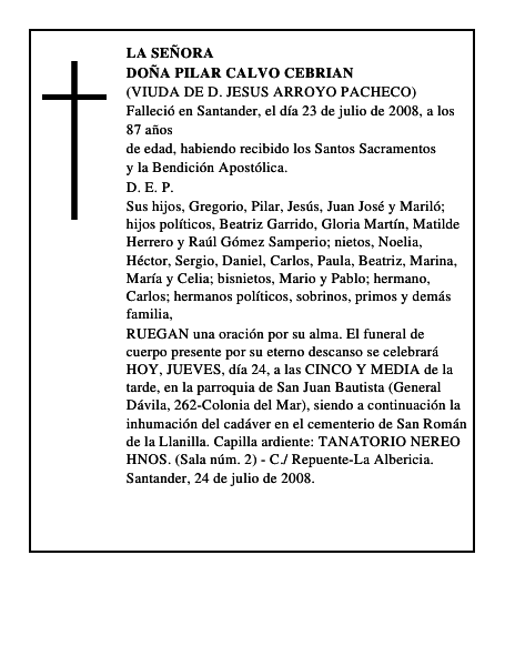 DOÑA PILAR CALVO CEBRIAN