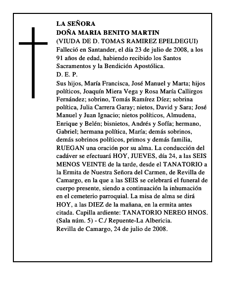 DOÑA MARIA BENITO MARTIN