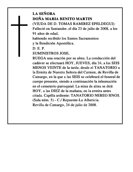 DOÑA MARIA BENITO MARTIN