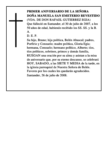 DOÑA MANUELA SAN EMETERIO REVESTIDO