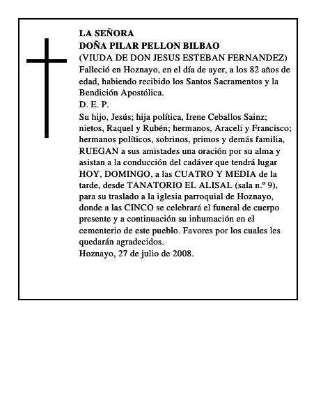 DOÑA PILAR PELLON BILBAO