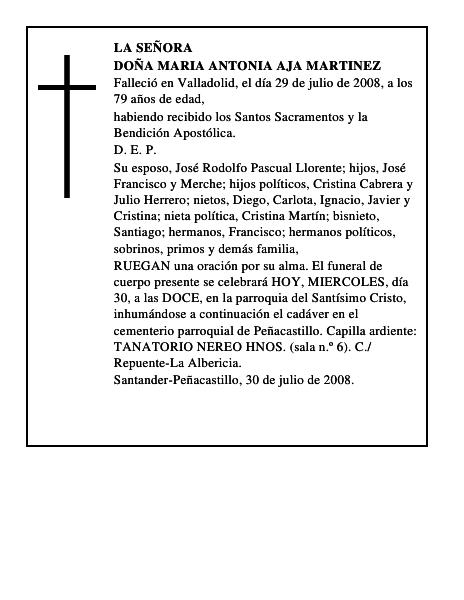 DOÑA MARIA ANTONIA AJA MARTINEZ