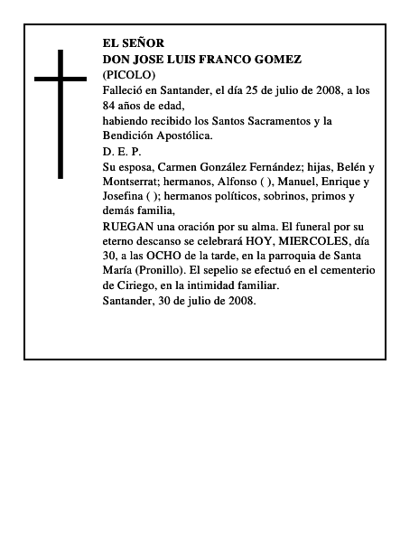 DON JOSE LUIS FRANCO GOMEZ