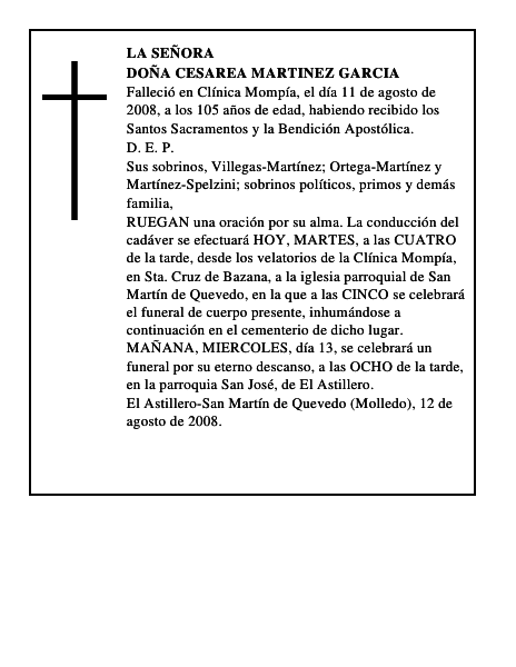DOÑA CESAREA MARTINEZ GARCIA