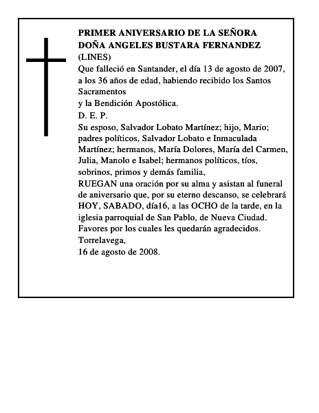 DOÑA ANGELES BUSTARA FERNANDEZ