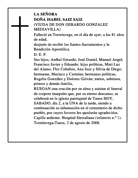 DOÑA ISABEL SAIZ SAIZ