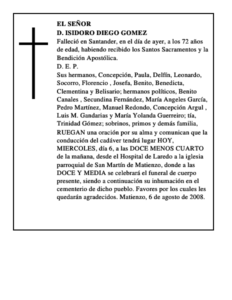 D. ISIDORO DIEGO GOMEZ