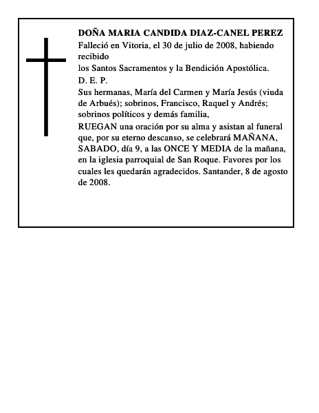 DOÑA MARIA CANDIDA DIAZ-CANEL PEREZ