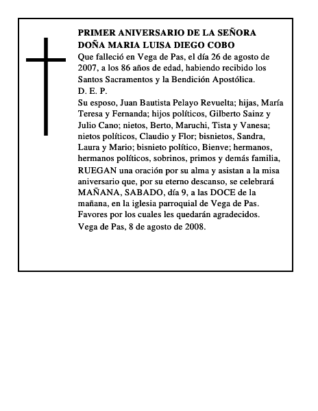 DOÑA MARIA LUISA DIEGO COBO
