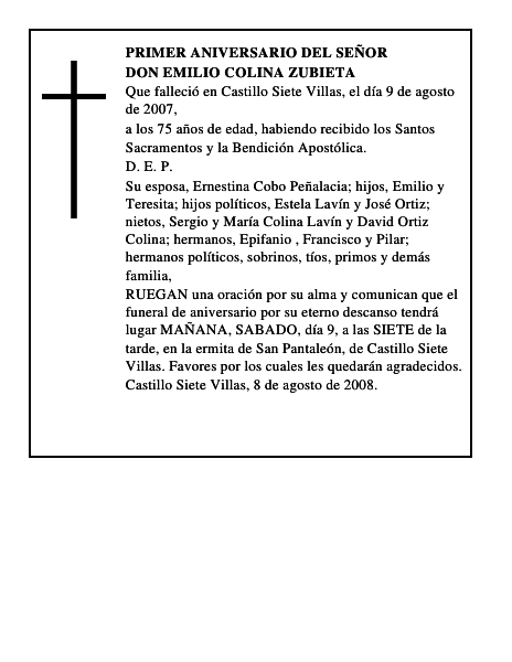 DON EMILIO COLINA ZUBIETA