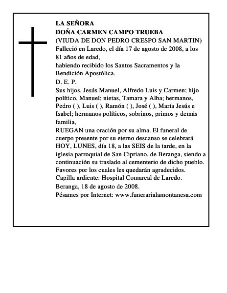 DOÑA CARMEN CAMPO TRUEBA