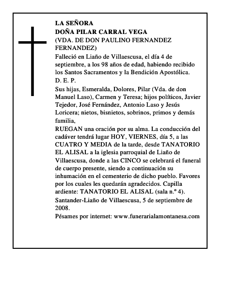 DOÑA PILAR CARRAL VEGA