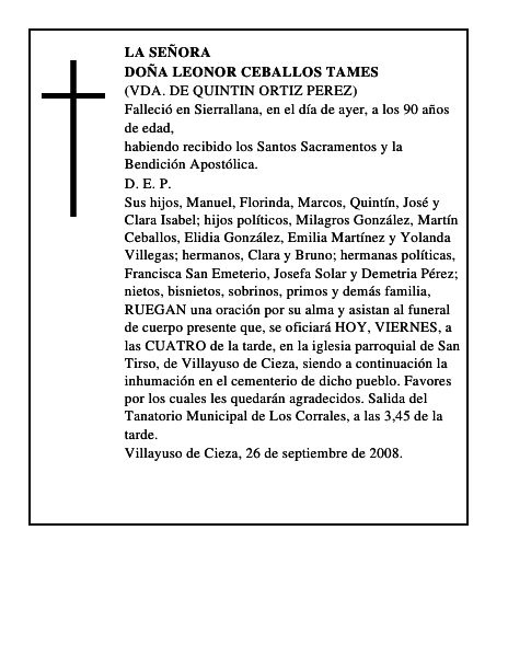 DOÑA LEONOR CEBALLOS TAMES