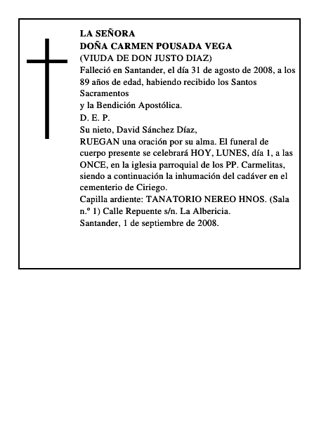 DOÑA CARMEN POUSADA VEGA