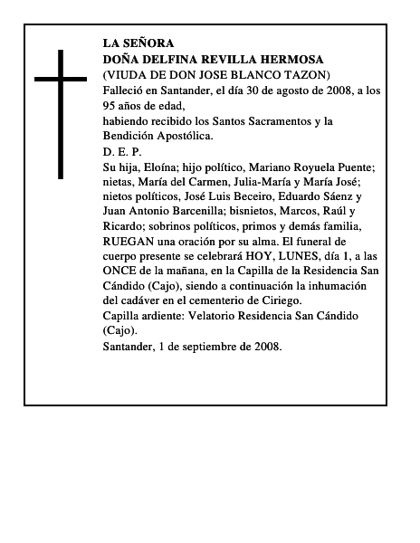 DOÑA DELFINA REVILLA HERMOSA