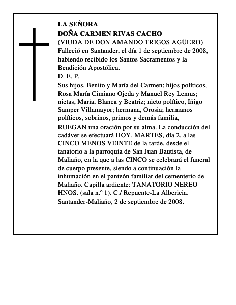 DOÑA CARMEN RIVAS CACHO