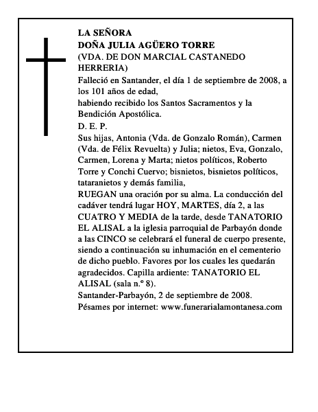 DOÑA JULIA AGÜERO TORRE