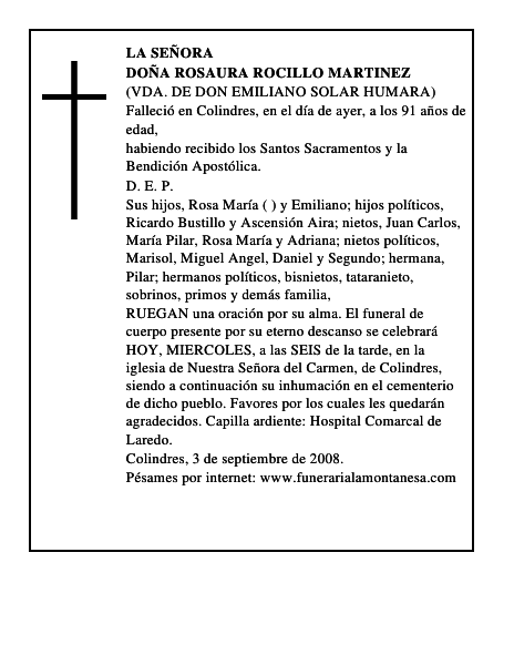DOÑA ROSAURA ROCILLO MARTINEZ