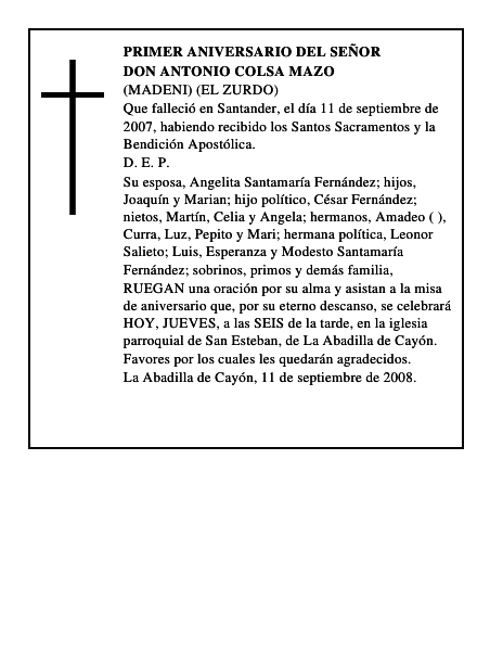 DON ANTONIO COLSA MAZO