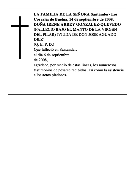 DOÑA IRENE ARREY GONZALEZ-QUEVEDO