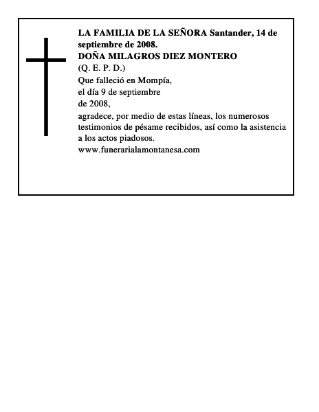 DOÑA MILAGROS DIEZ MONTERO