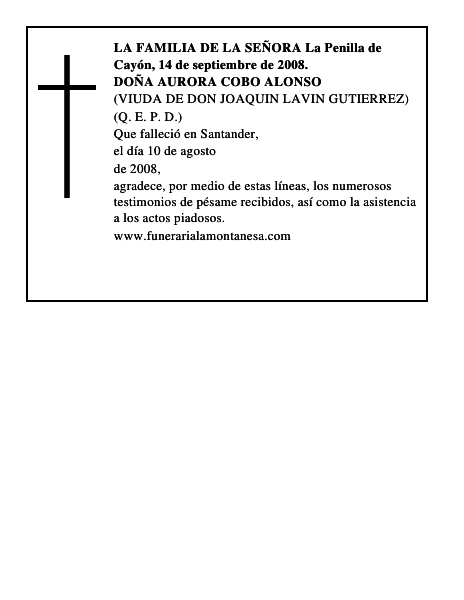 DOÑA AURORA COBO ALONSO
