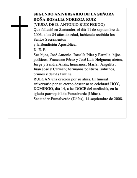 DOÑA ROSALIA NORIEGA RUIZ