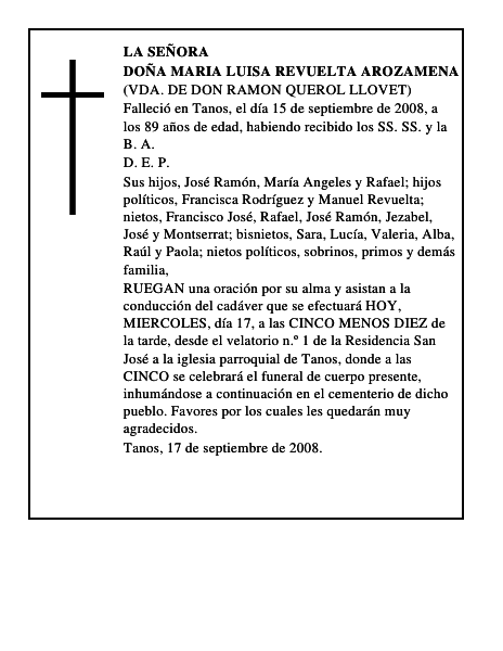 DOÑA MARIA LUISA REVUELTA AROZAMENA