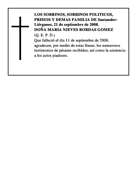 DOÑA MARIA NIEVES BORDAS GOMEZ
