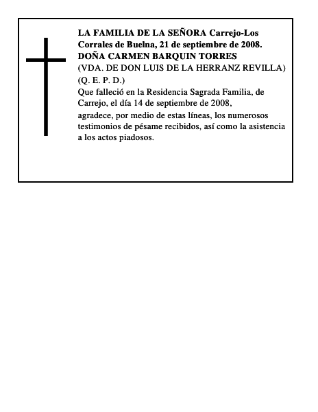 DOÑA CARMEN BARQUIN TORRES