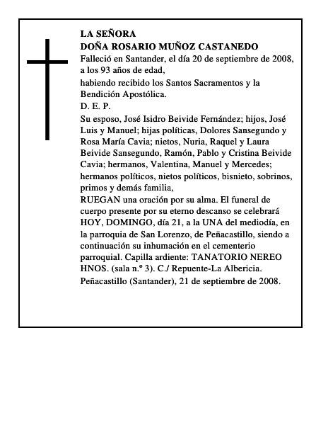 DOÑA ROSARIO MUÑOZ CASTANEDO