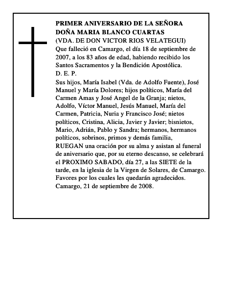 DOÑA MARIA BLANCO CUARTAS